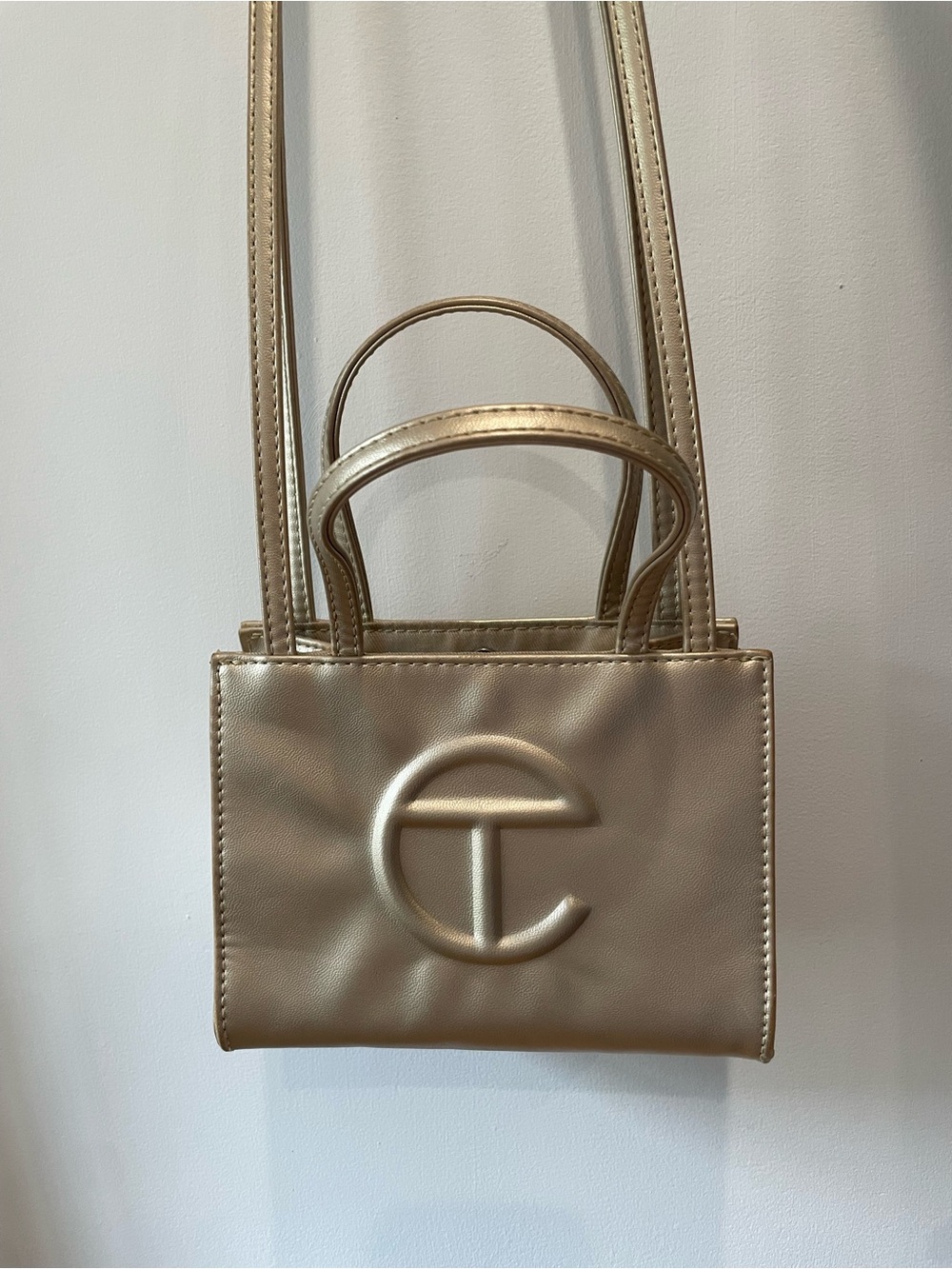 Telfar Gold Metallic Mini Tote Bag